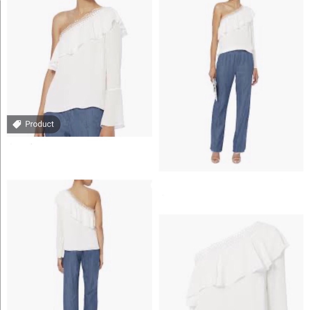 White lace one arm silk top